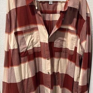 Ava & Viv Red and Cream Plaid Button Down Shirt